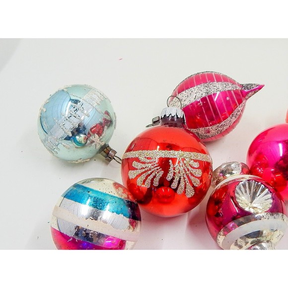 Vintage Glass Christmas Tree Ornament Lot Shiny Brite Czechoslovakia 10 Pieces - Picture 5 of 10